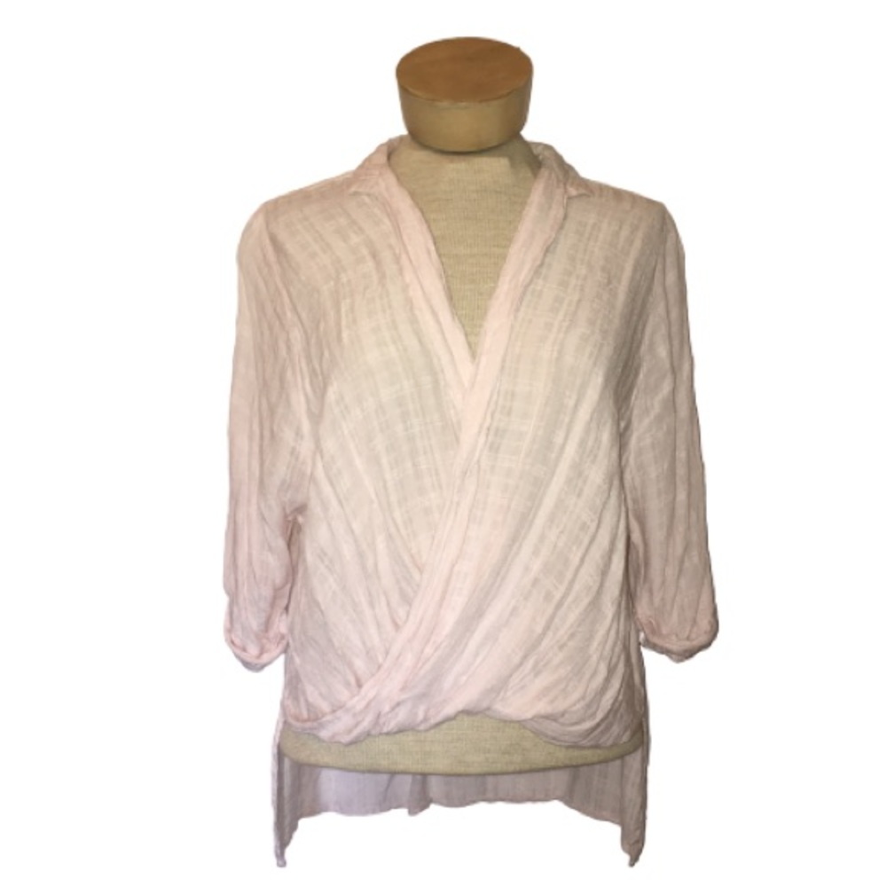 UO Silence + Noise Twist Front Soft Pink Blouse S